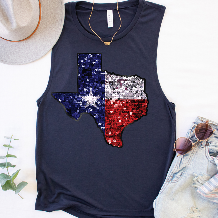 Faux Sequins Texas Political Tank Top