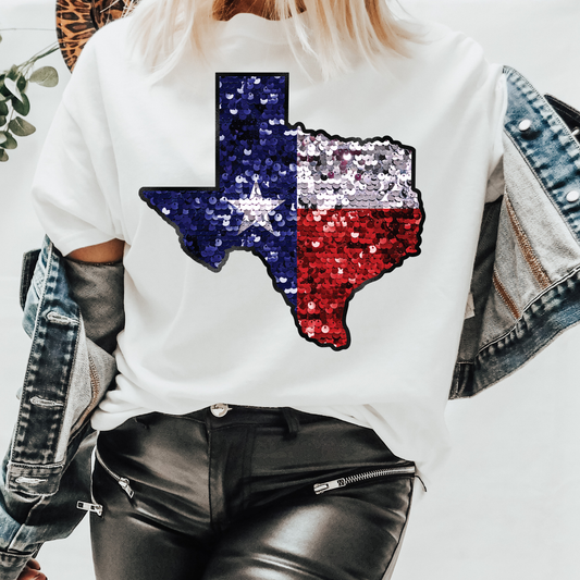 Faux Glitter Texas Graphic Tee