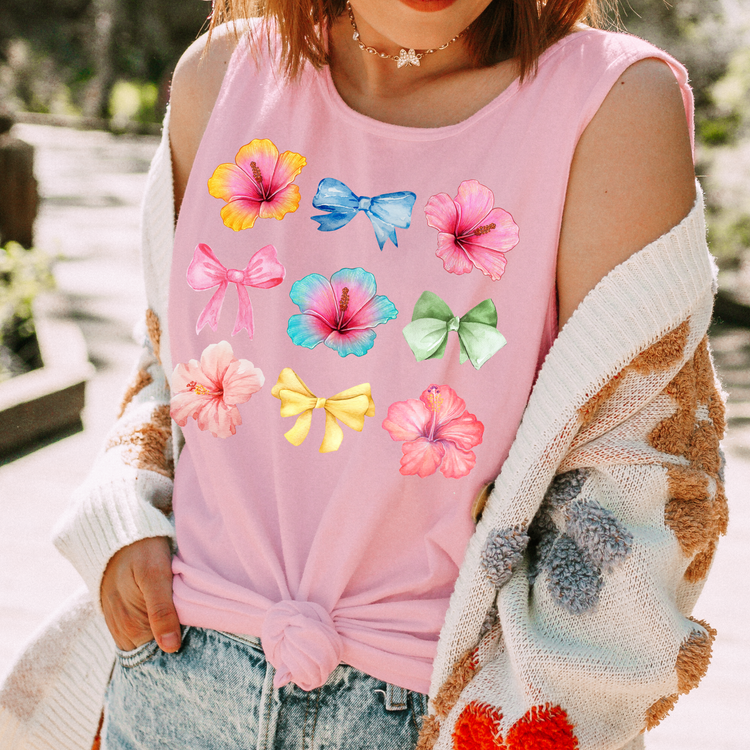 Floral Bows Comfort Colors Tank Top