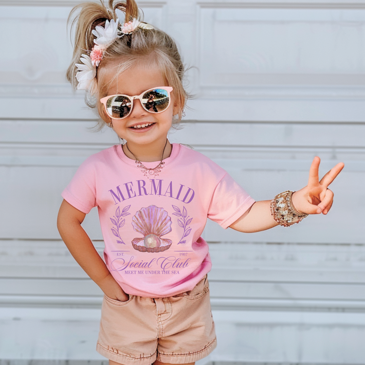 Mermaid Social Club Kids Summer Graphic Tee