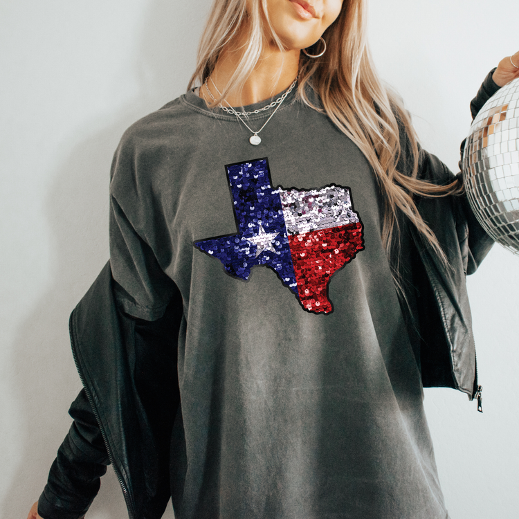 Faux Glitter Texas Comfort Colors Graphic Tee