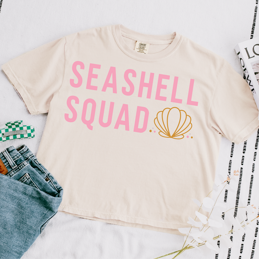 Seashell Squad Cropped Comfort Colors Graphic Tee