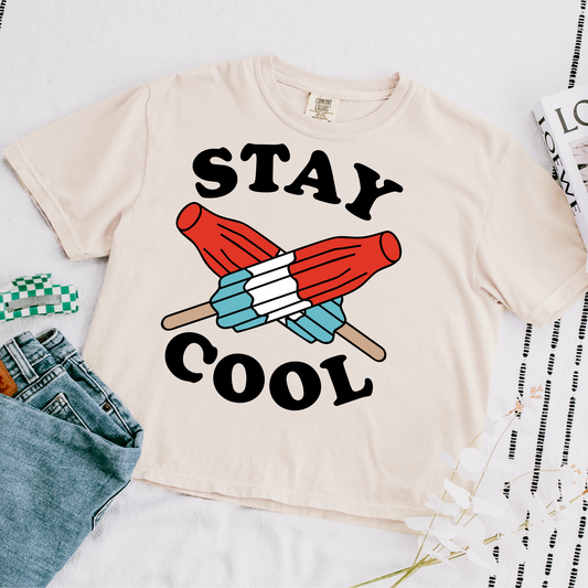 Stay Cool Popsicles Cropped Comfort Colors Graphic Tee