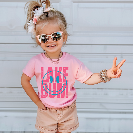 Lake Bum Smiley Kids Summer Graphic Tee