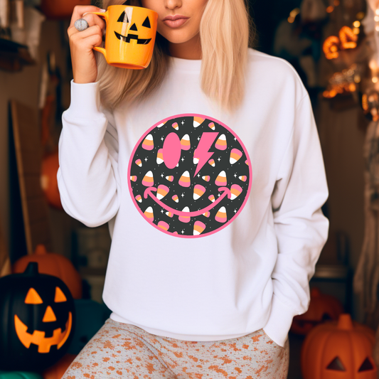 Candy Corn Smiley Halloween Sweatshirt