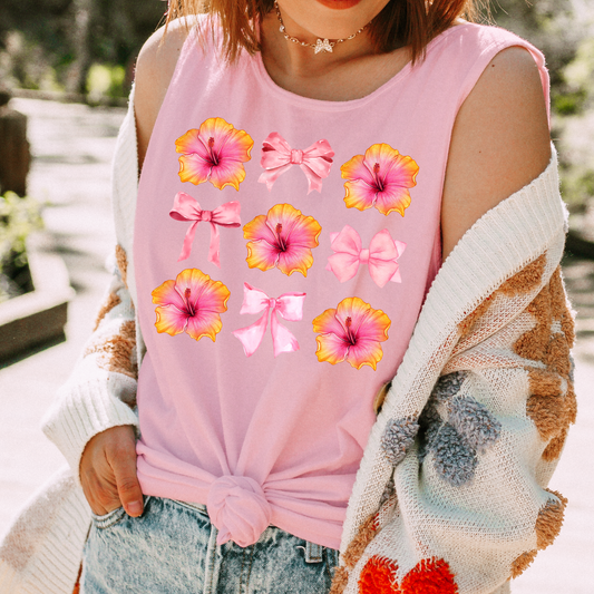 Floral Bows Comfort Colors Tank Top