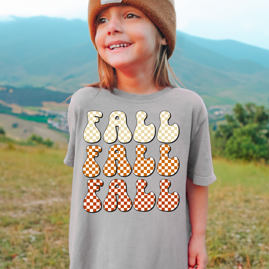 Checkered Fall Comfort Colors Youth Fall Graphic Tee