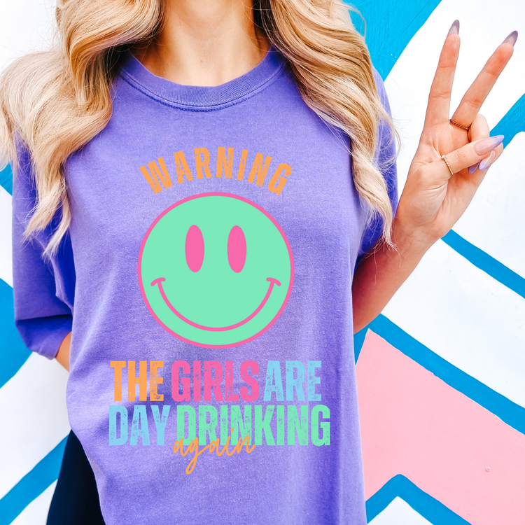 Warning The Girls Are Drinking Summer Comfort Colors Graphic Tee