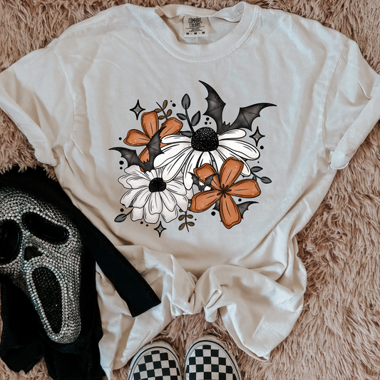 Floral Bats Comfort Colors Graphic Tee