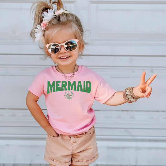 Mermaid Green Kids Summer Graphic Tee