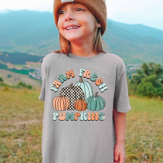 Farm Fresh Pumpkins Comfort Colors Youth Fall Graphic Tee