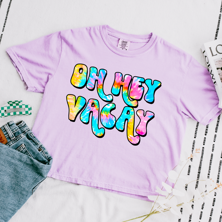 Oh Hey Vacay Cropped Comfort Colors Graphic Tee