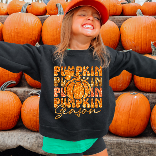 Pumpkin Season Glitter Kids Sweatshirt