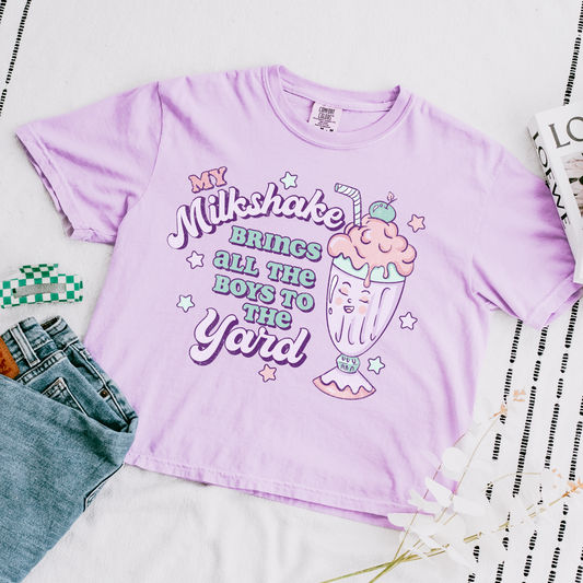 My Milkshake Brings Cropped Comfort Colors Graphic Tee