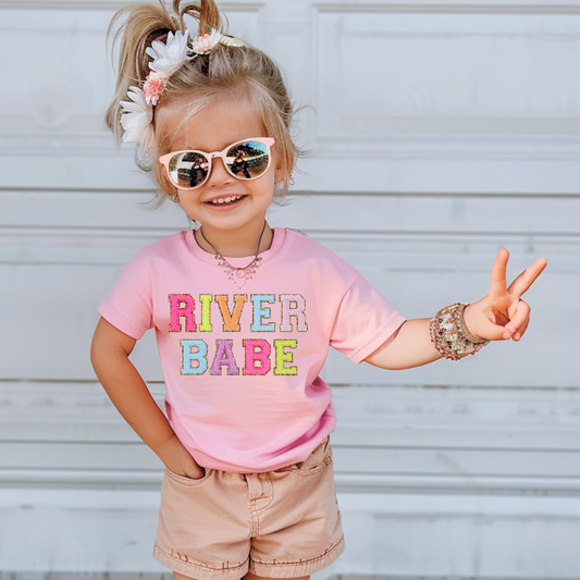 River Babe Faux Patches Kid Summer Graphic Tee