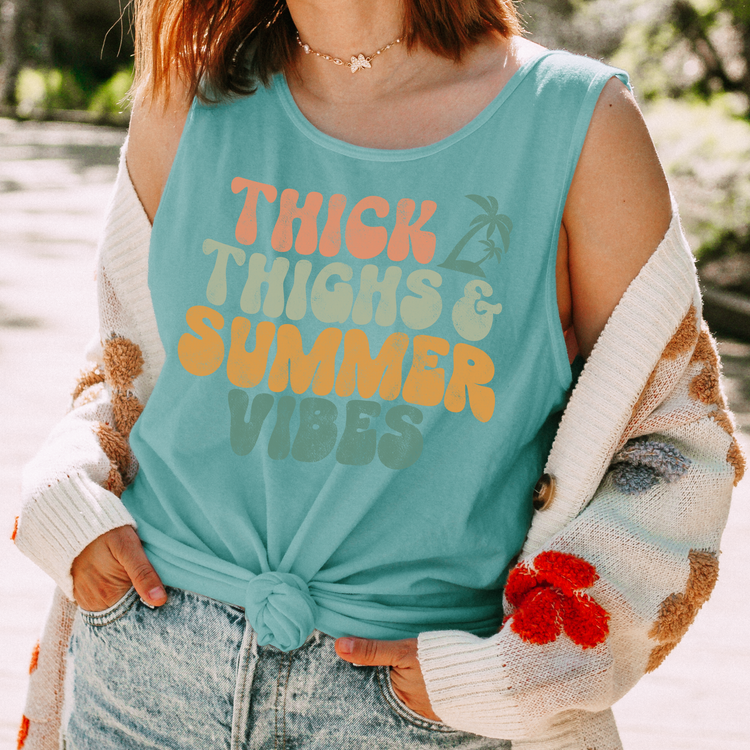 Thick Thighs SummerVibes Comfort Colors Tank Top