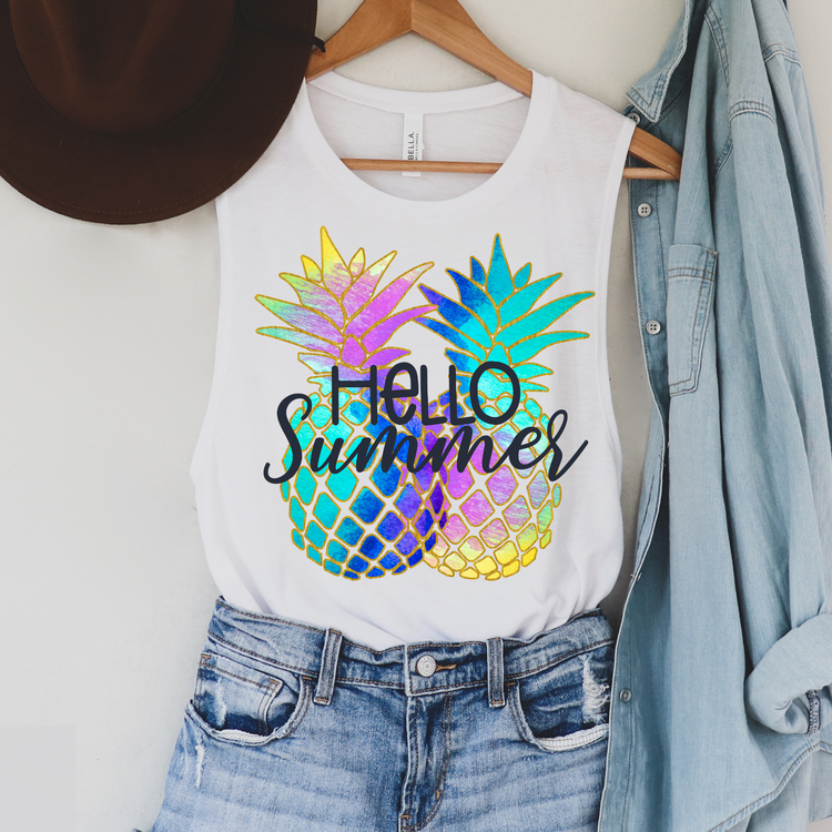 Hello Summer Pineapple Summer Tank Top