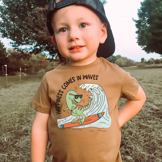 Happiness Comes In Waves Kid Summer Graphic Tee