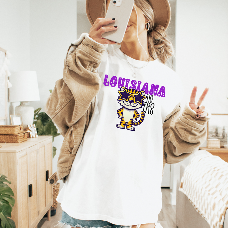 Louisiana Tigers Football Comfort Colors Graphic Tee