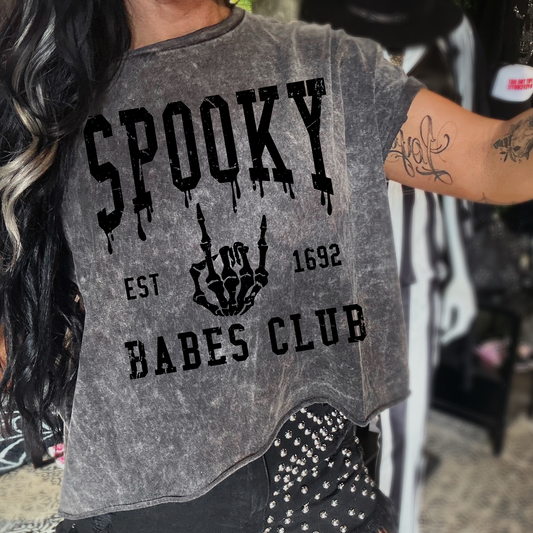 Spooky Babes Club Mineral Washed Halloween Tee