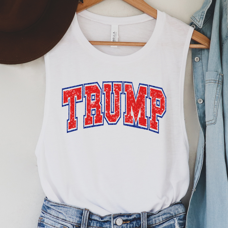 Trump Faux Glitter From Biden Political Tank Top