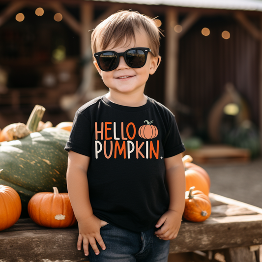 Hello Pumpkin Fall Kids Graphic Tee