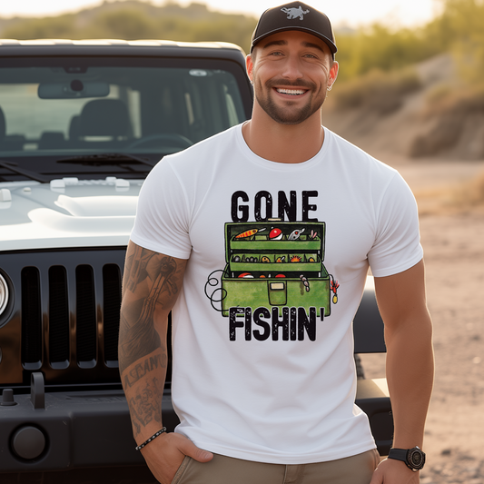 Mens Gone Fishin' Graphic Tee