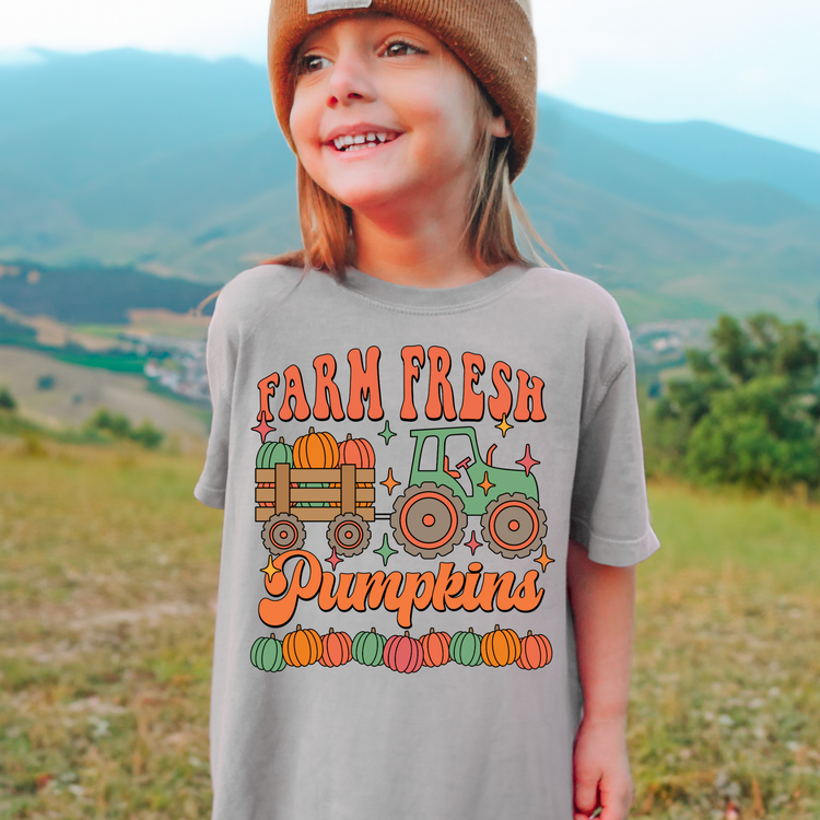 Farm Fresh Pumpkins Comfort Colors Youth Fall Graphic Tee