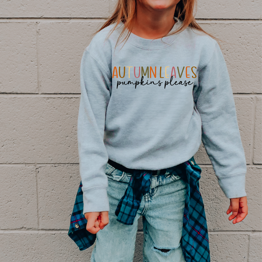 Autum Leaves Pumpkin Please Kids Sweatshirt