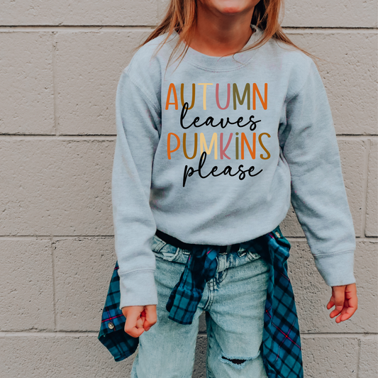 Autumn Leaves and Pumpkins Please Kids Sweatshirt