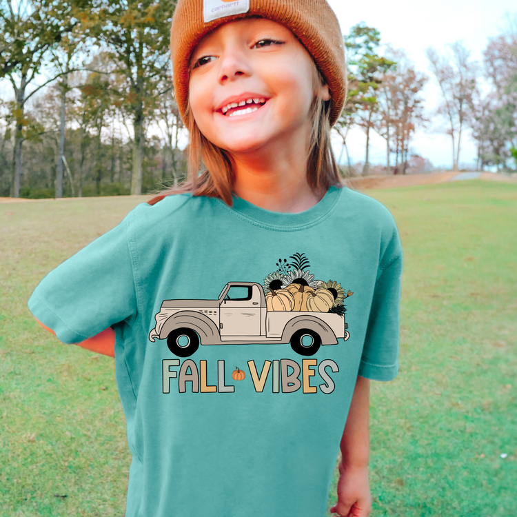 Fall Vibes Truck Comfort Colors Youth Fall Graphic Tee