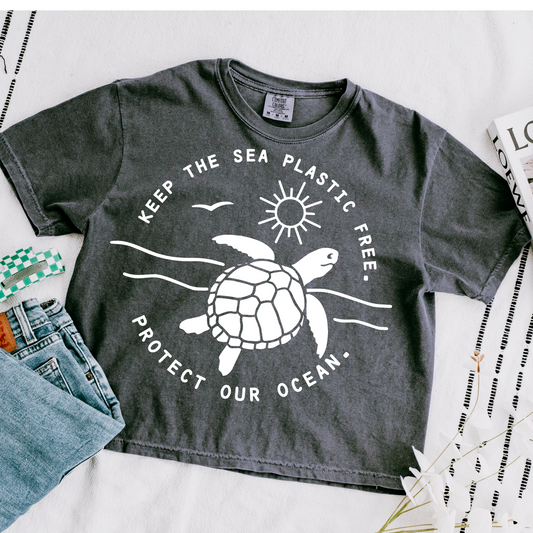 Protect Our Ocean Cropped Comfort Colors Graphic Tee