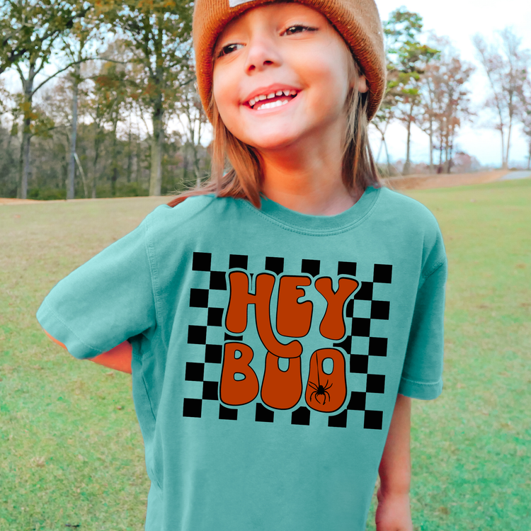 Hey Boo Comfort Colors Youth Halloween Graphic Tee