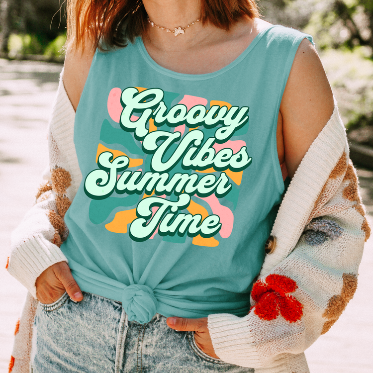 Groovy Vibes Summer Time Comfort Colors Tank Top