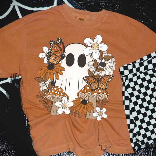 Floral Ghost Comfort Colors Graphic Tee