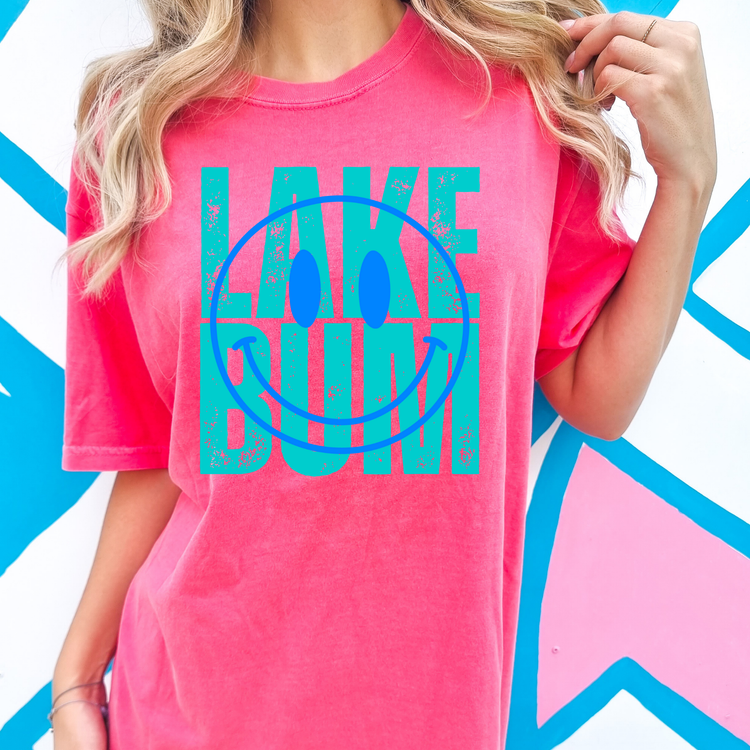 Lake Bum Smiley Summer Comfort Colors Graphic Tee