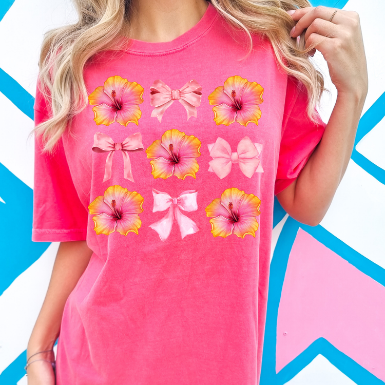 Floral Bows Summer Comfort Colors Graphic Tee