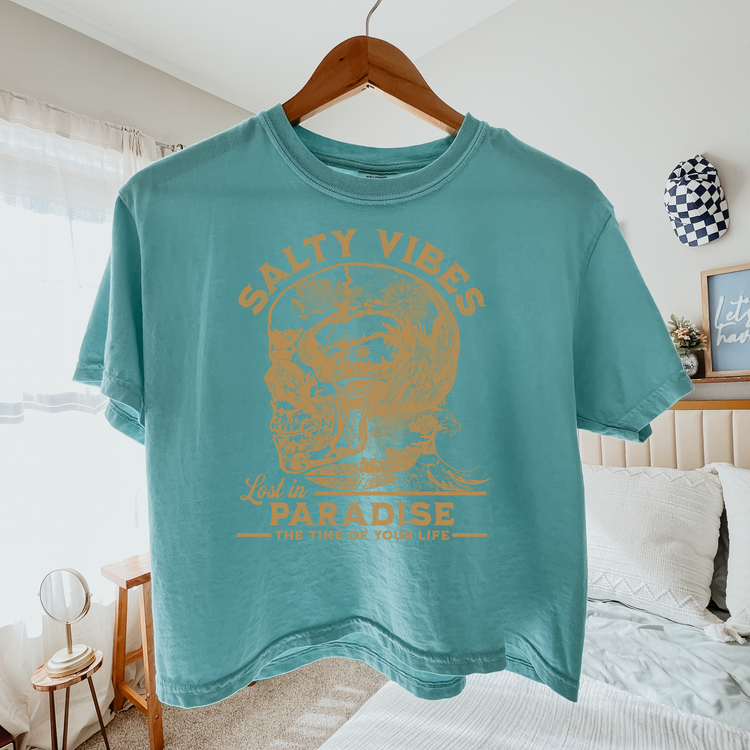 Salty Vibes Cropped Comfort Colors Graphic Tee