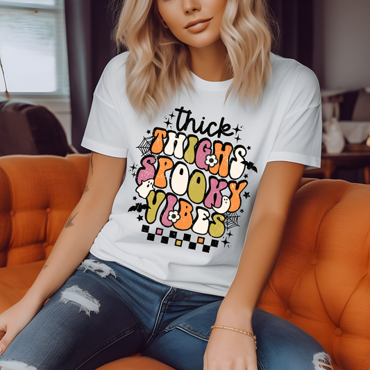 Thick Thighs Spooky Vibes Adult Graphic Tee