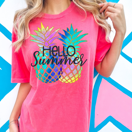 Hello Summer Summer Comfort Colors Graphic Tee