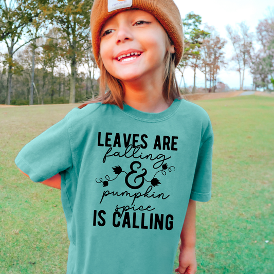 Leaves are Falling Comfort Colors Youth Fall Graphic Tee