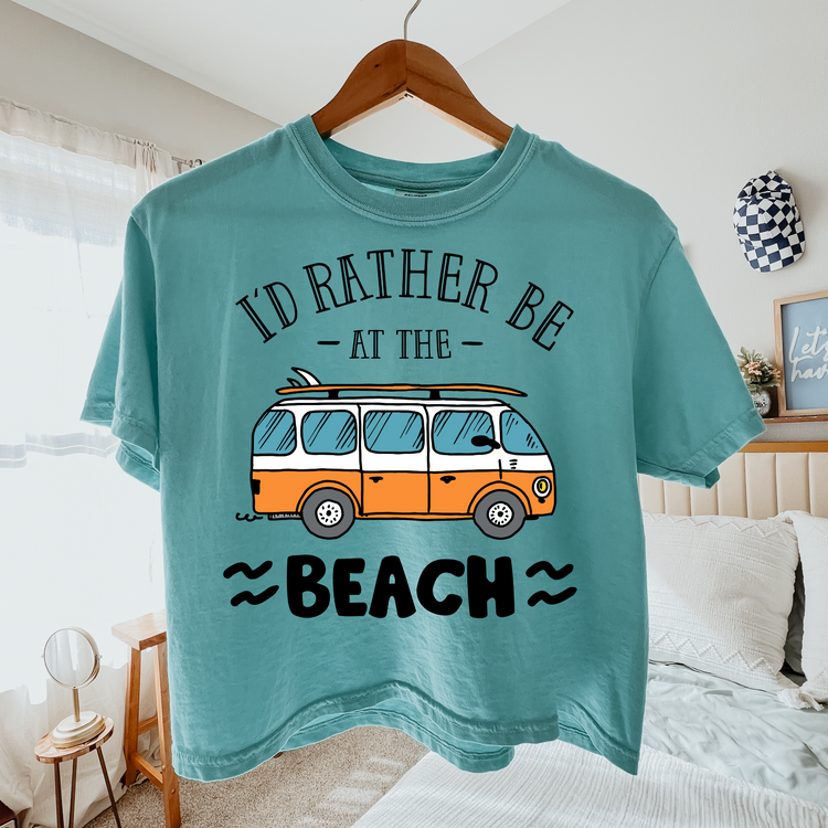 I'd  Rather Be At The Beach Cropped Comfort Colors Graphic Tee