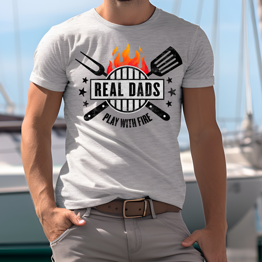 Real Dads Play With Fire Father's Day Graphic Tee