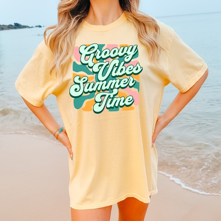 Groovy Vibes Summer Times Summer Comfort Colors Graphic Tee