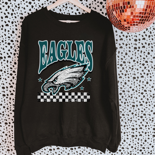 Faux Glitter Eagles Sweatshirt