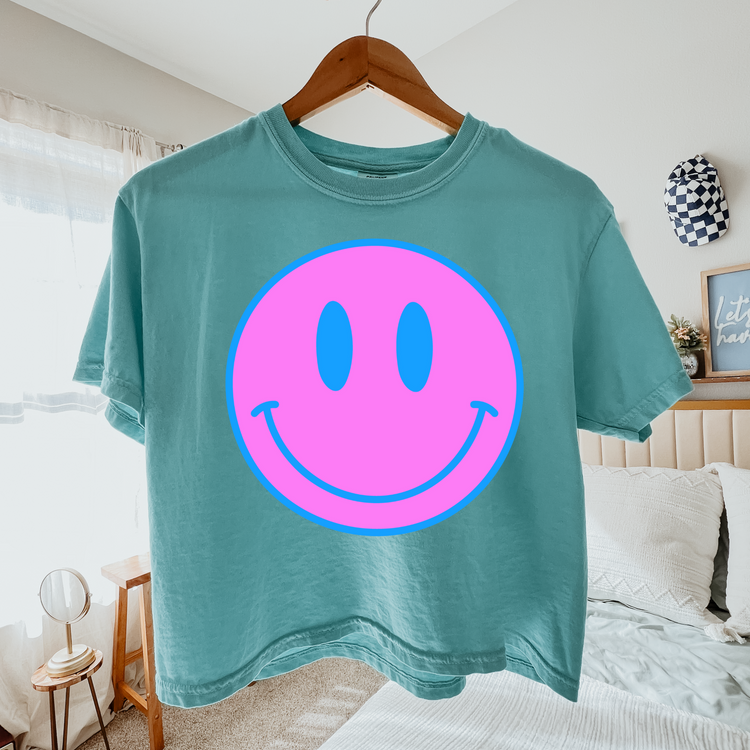 Smiley Bright Cropped Comfort Colors Graphic Tee