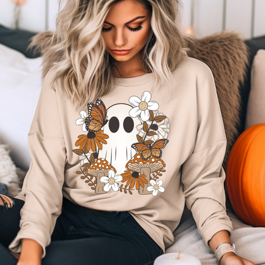 Ghost Floral Halloween Sweatshirt