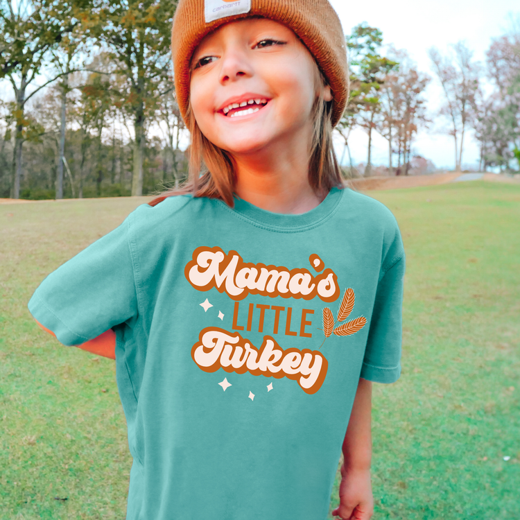 Mamas Little Turkey Comfort Colors Youth Fall Graphic Tee