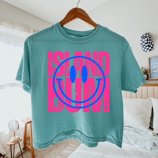 Island Bum Smiley Cropped Comfort Colors Graphic Tee