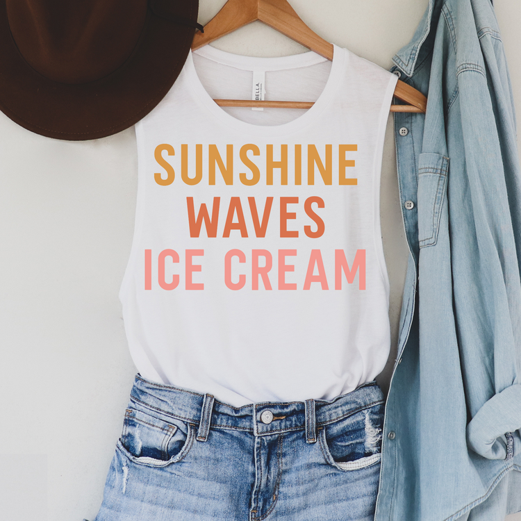 Sunshine Waves Icecream Pink Summer Tank Top